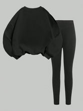 2pcs/Set Casual Racing Pattern Round Neck Sweatshirt And Tight Leggings Set, Autumn/Winter Outfit